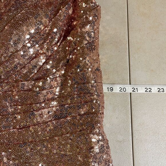 Rose Gold Sequin Formal Cocktail Wedding Dress Large/XL - Picture 6 of 16